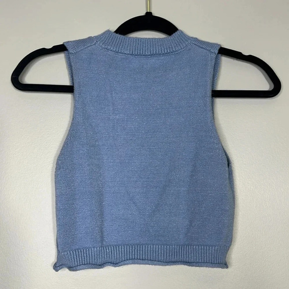 Copper Closet Blue Smiley Face Cropped Tank Top - Size Small - EUC - Picture 5 of 9